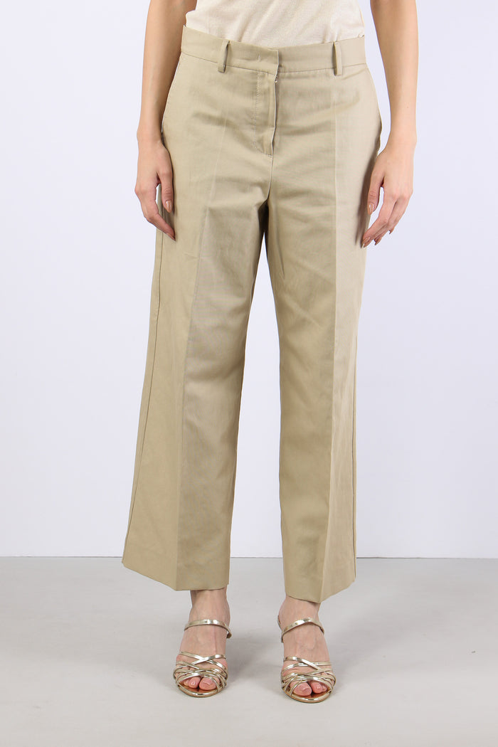 Zircone Pantalone Cropped Misto Lino Sabbia-6