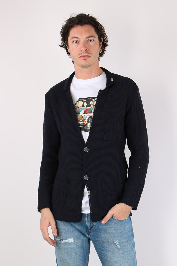 Giacca In Maglia Blu Navy