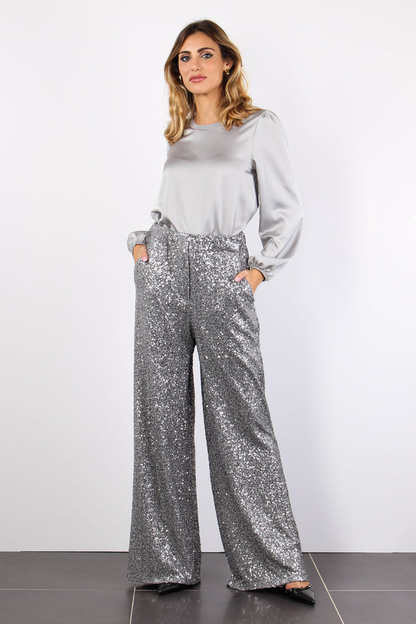 Pantalone Paillettes Metal Grey