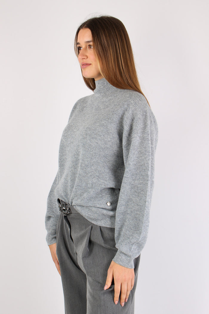 Maglia Collo Alto Grey Melange-3