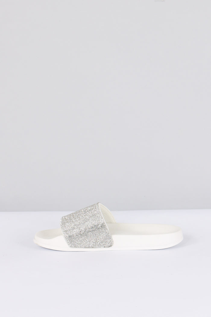Ciabatta Fascia Strass Bianco-6