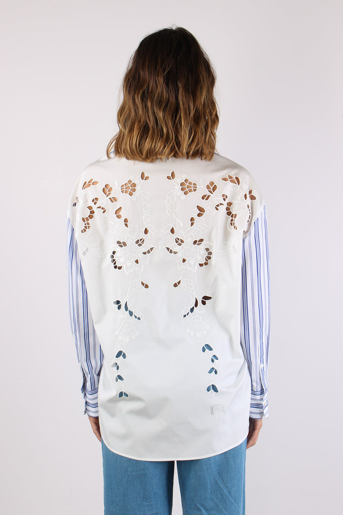 Tessile Camicia Cotone Riga Azzurro/bianco-4