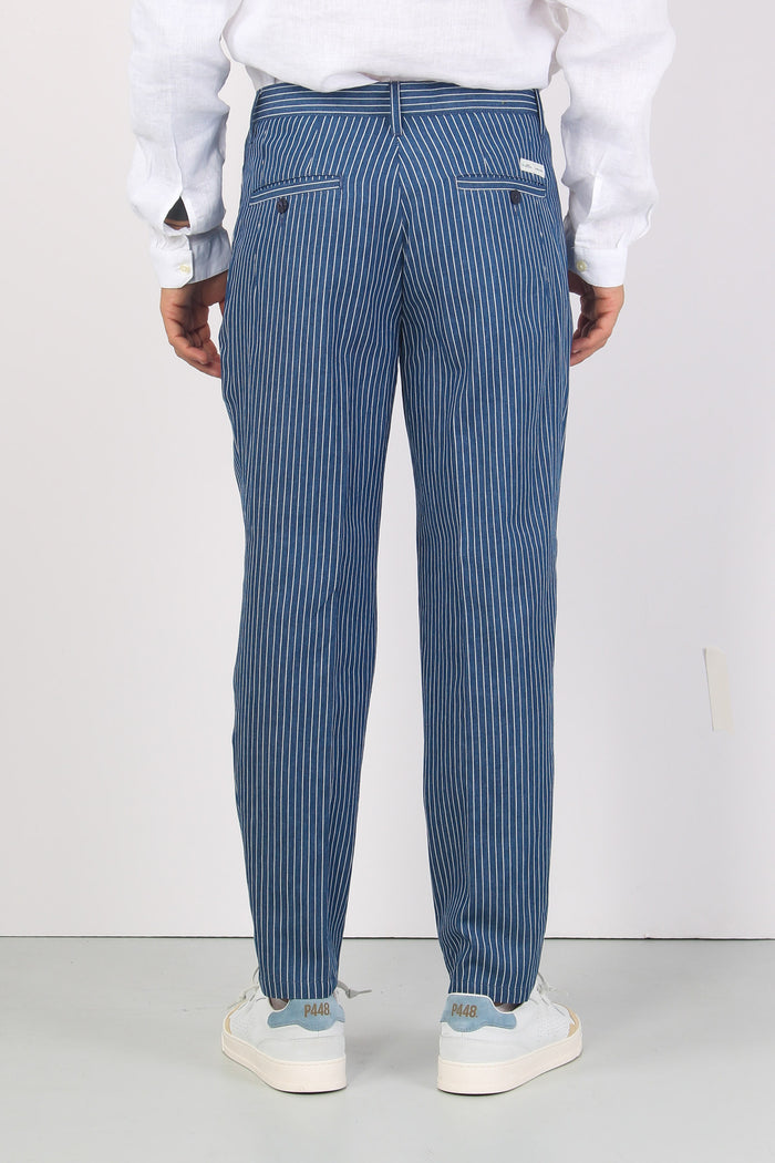 Company Pantalone Riga Blu/bianco-3