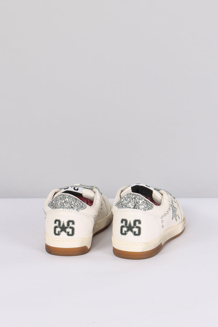 Sneakers Week Glitter Borchie Bianco/argento-3