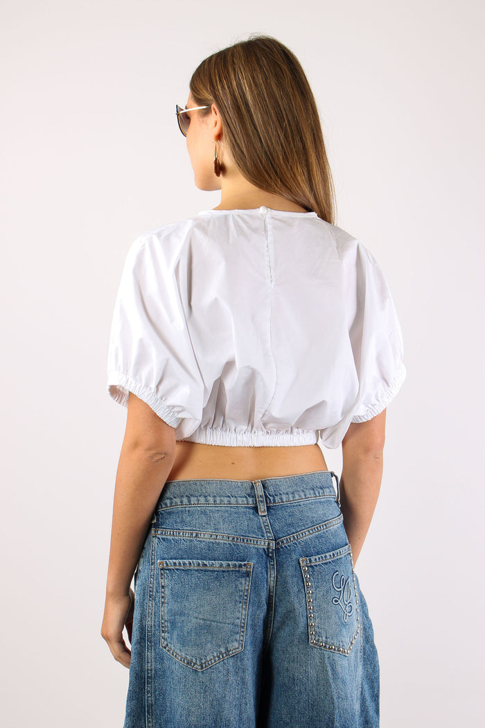 Camicia Cropped Elastico Bianco-4