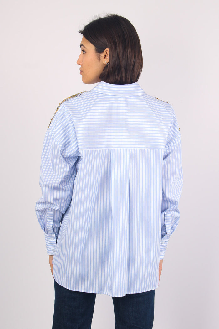 Camicia Inserto Pailettes Bianco/azzurro-3