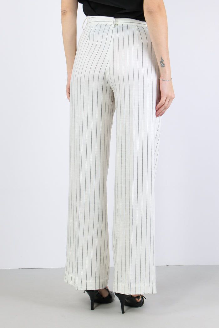 Pantalone Gessato Pences Bianco/nero-4
