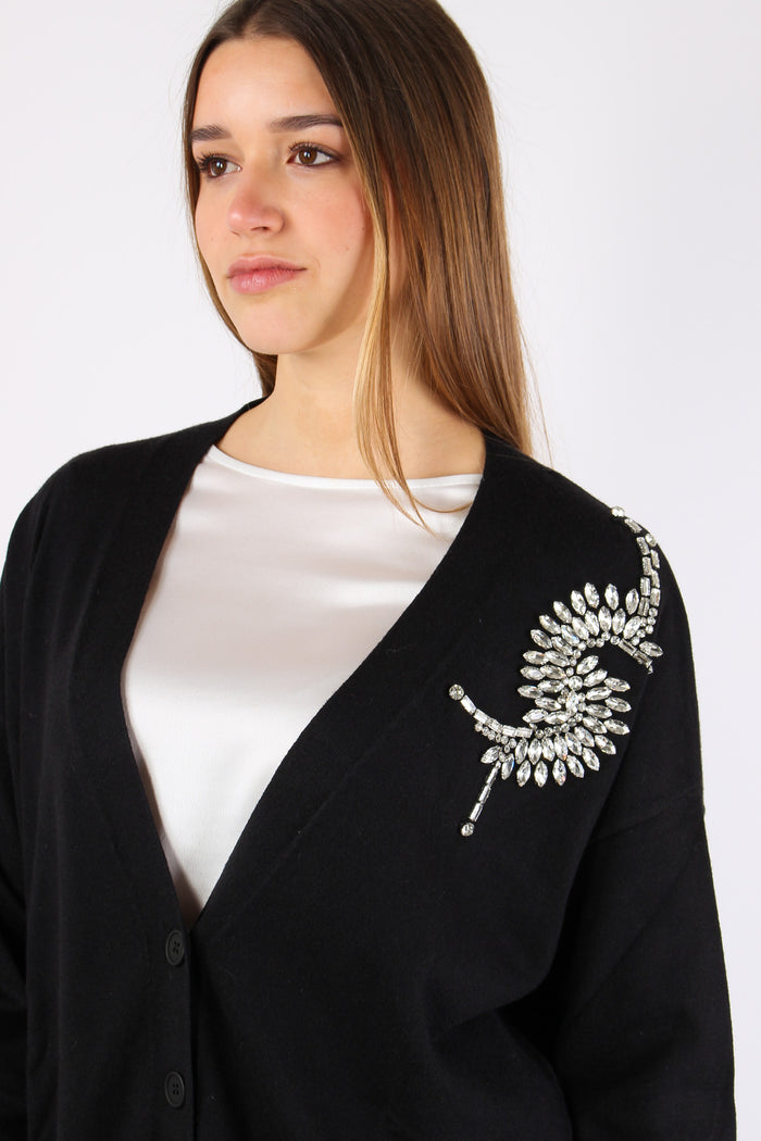 Venetico Cardigan Applicazione Black-5