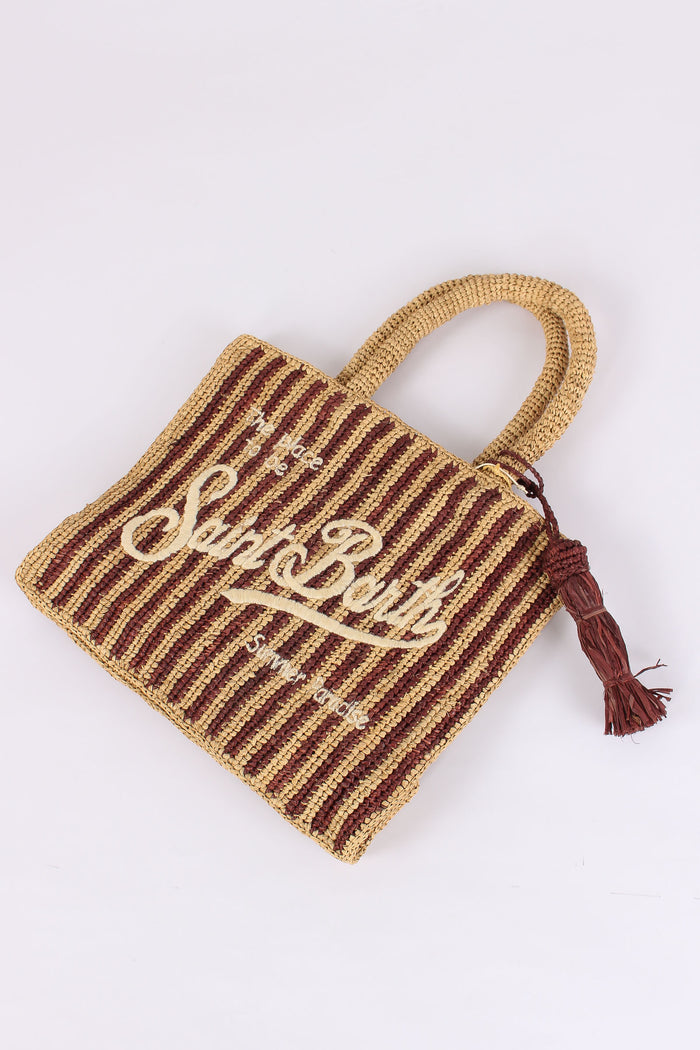 Colette Mini Raffia Righe Beige/moro-3
