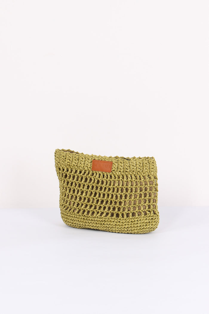Maxi Pochette Rafia Verde-3