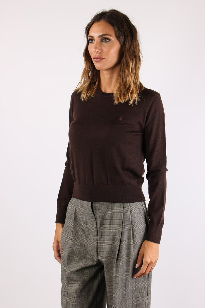 Maglia Girocollo Lana Merinos Chocolate Melange-3