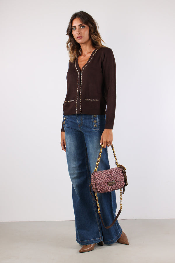 Chainsy Cardigan Inserto Catena Chocolat