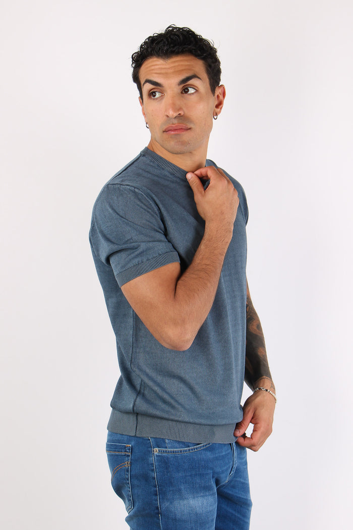T-shirt Girocollo Basica Night Blue-3