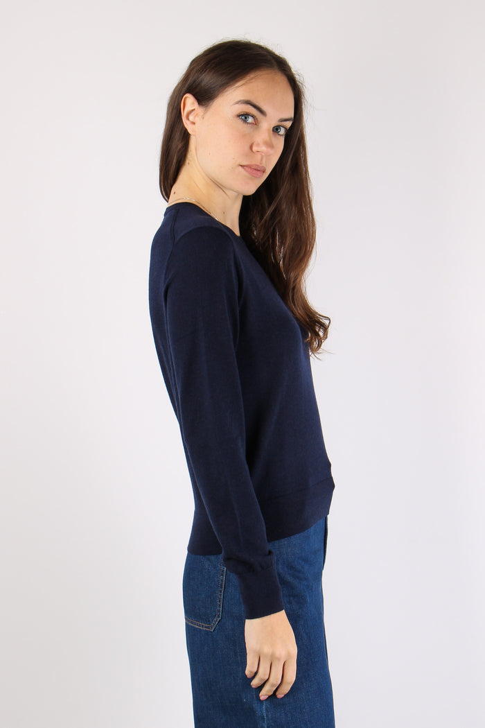 Maglia Girocollo Lana Hunter Navy-4