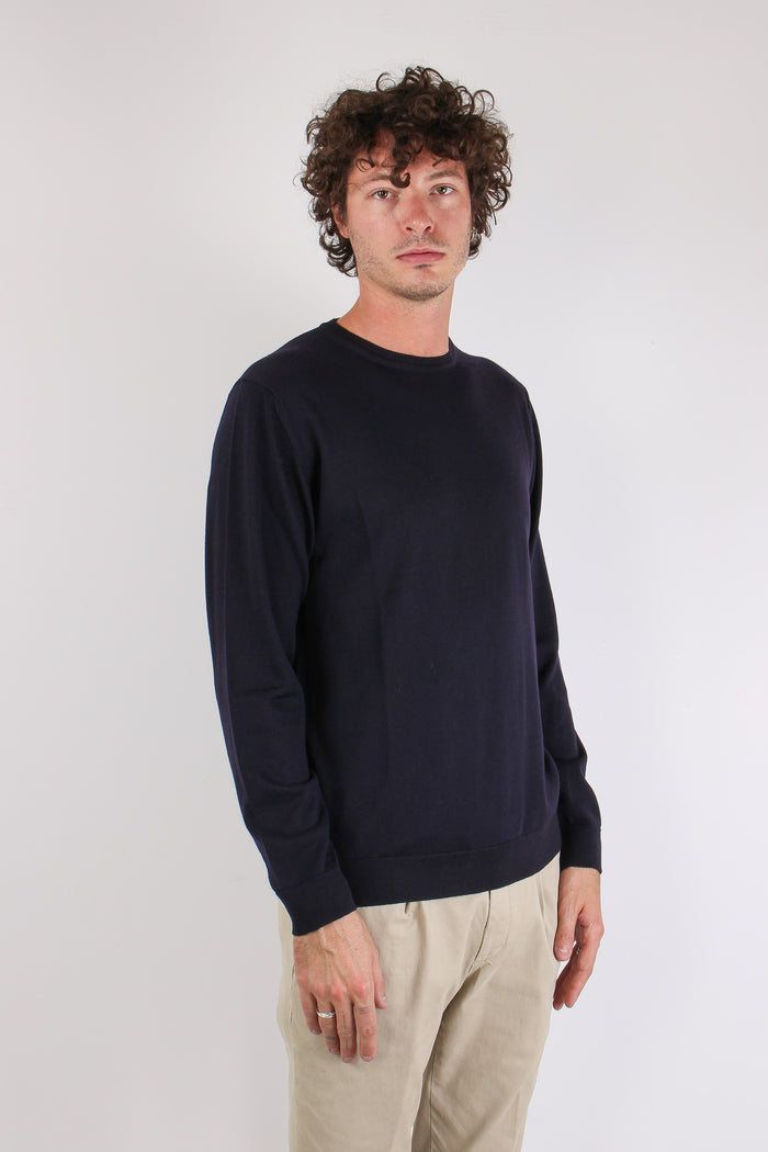 Maglia Girocollo Lana Merinos Blu-6