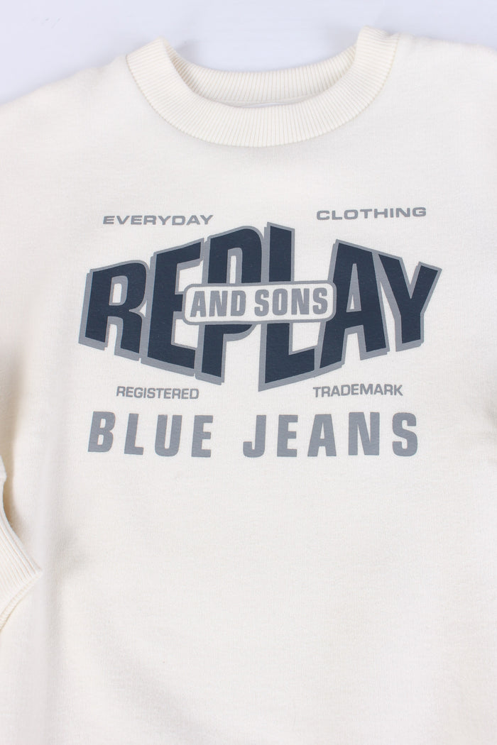 Felpa Girocollo Stampa Panna-3