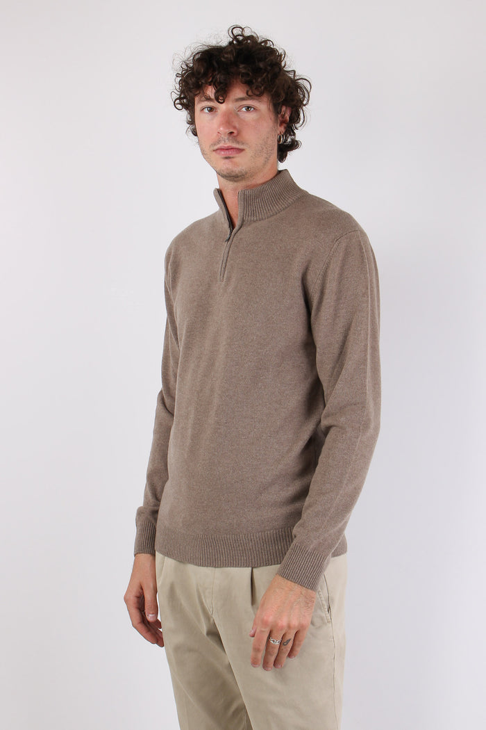 Mezza Zip Misto Lana Sabbioso-3