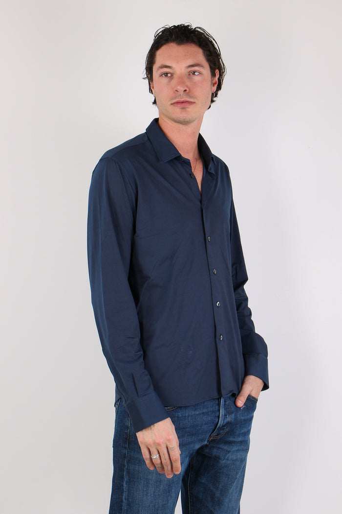 Camicia Tessuto Tecnico Micro Fantasia Dark Blue-6