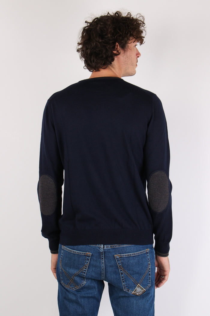 Maglia Girocollo 100%  Lana Blu/moro-4