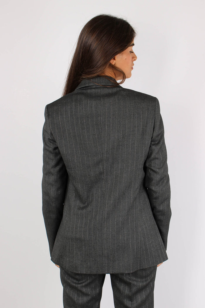 Elvetia Giacca Gessata Lurex Grigio-5