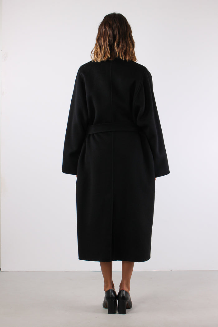 Cappotto Lungo Cintura Nero-5