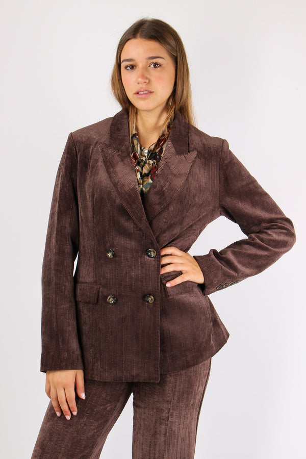 Giacca Doppiopetto Velluto Moro-2
