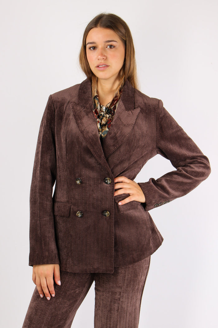 Giacca Doppiopetto Velluto Moro-2