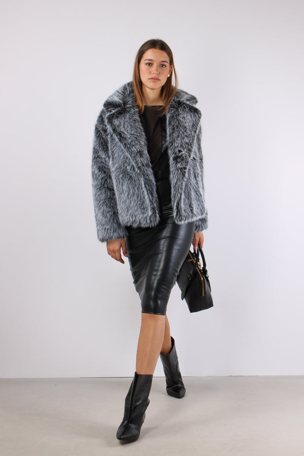 Ecopelliccia Corta Frange Black