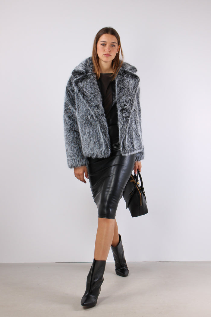 Ecopelliccia Corta Frange Black