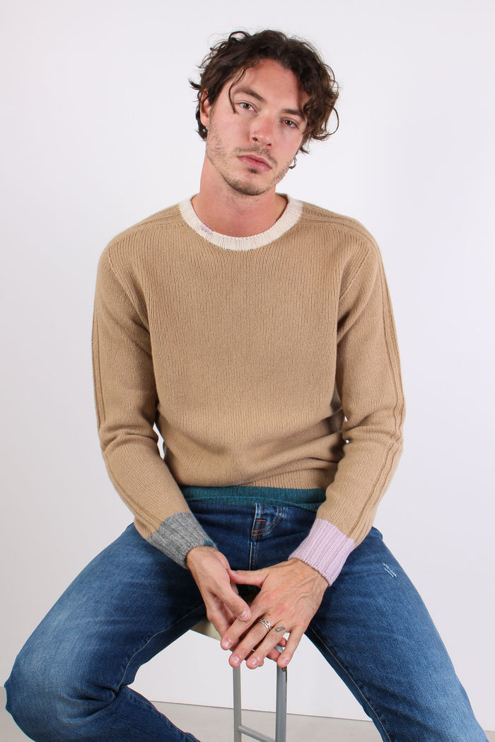 Maglia Girocollo Bordi Colori Ruggine-2