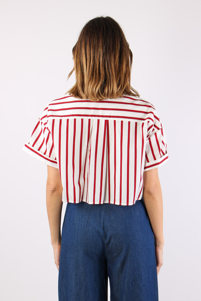 Camicia Corta Riga Bianco/rosso-4