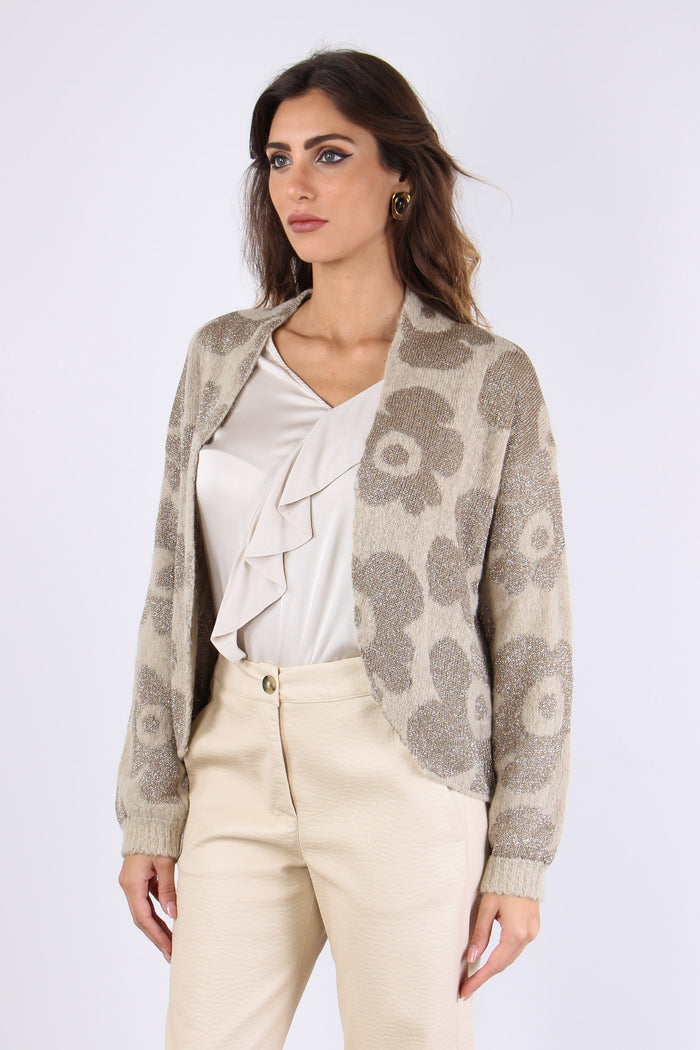 Cardigan Lurex Stampa Oro-4