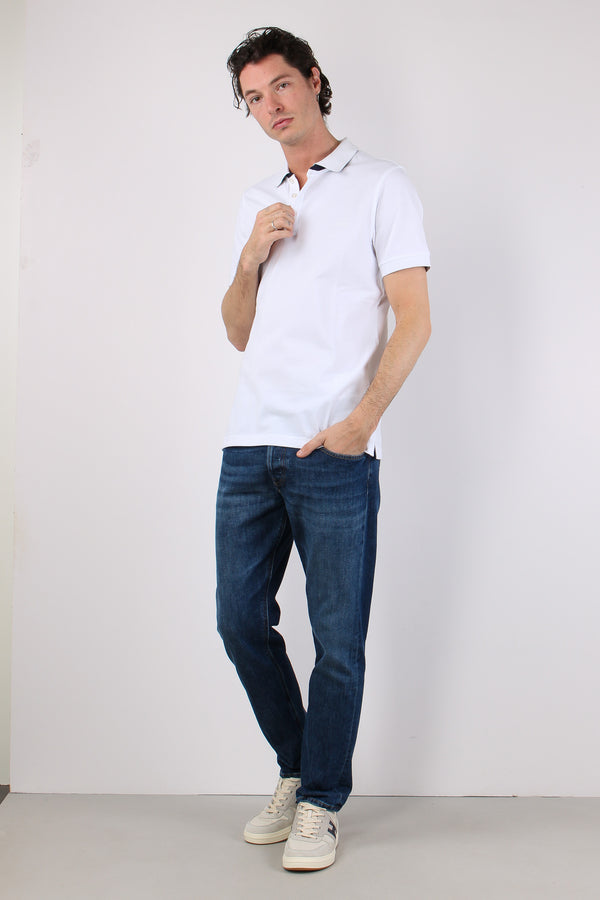 Polo Colletto Contrasto Bianco