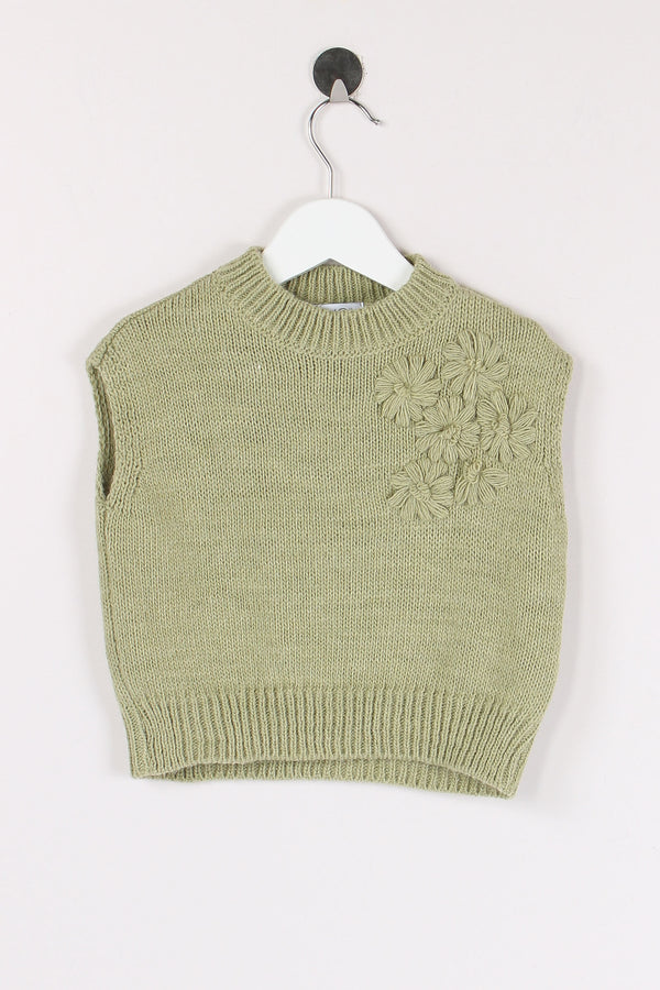 Gilet Fiore Ricamo Verde