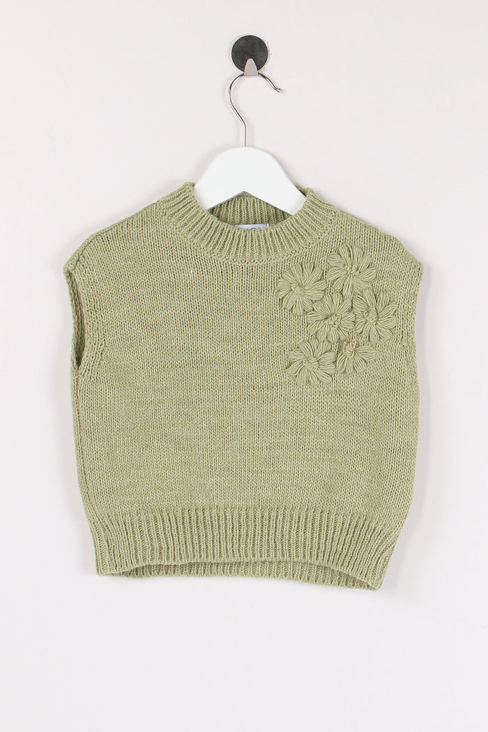 Gilet Fiore Ricamo Verde