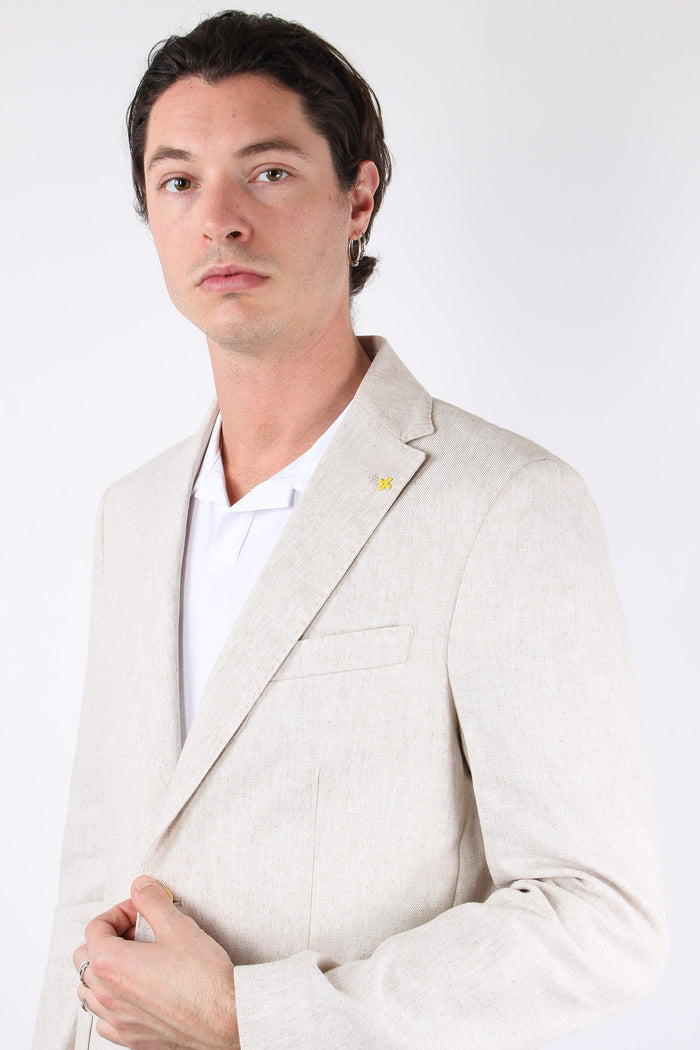 Giacca Misto Lino Stucco-7