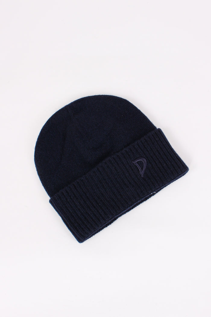 Cuffia Cachemire Logo Blu Navy-2