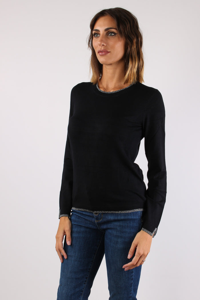 Maglia Gircollo Viscosa Lurex Nero-4
