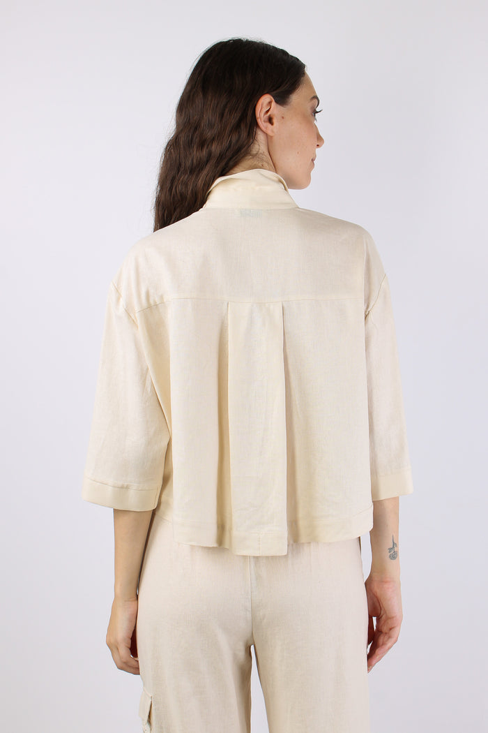 Camicia Tasca Macrame Beige-5