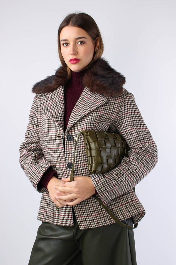 Cappotto Micro Pied De Poule Moro/bordeuax