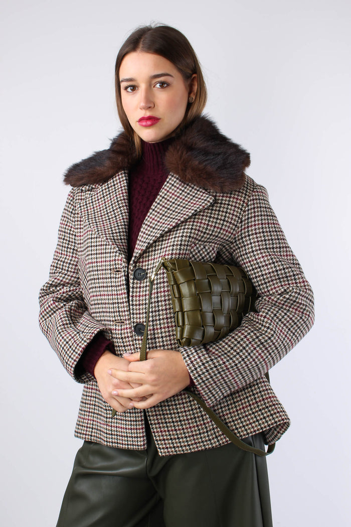 Cappotto Micro Pied De Poule Moro/bordeuax