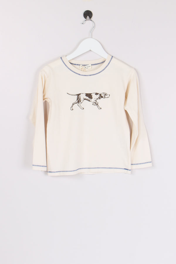 T-shirt Cotone Stampa Cane Naturale