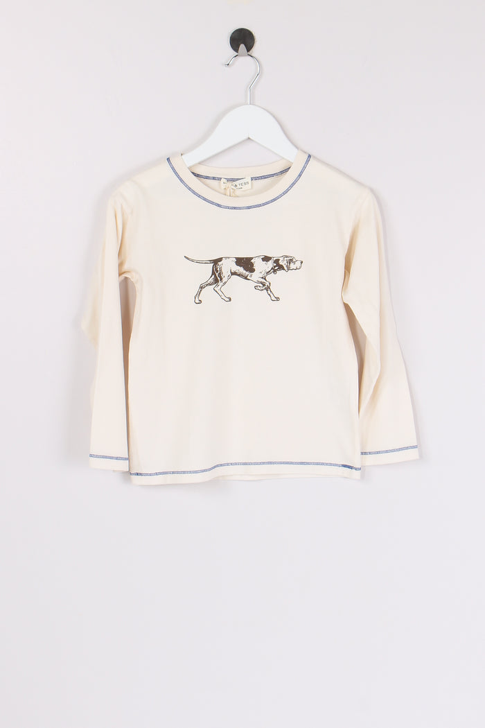 T-shirt Cotone Stampa Cane Naturale