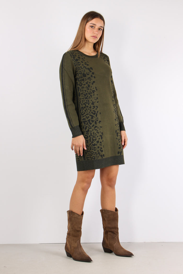 Abito In Maglia Macula Lurex Olive/nero-6