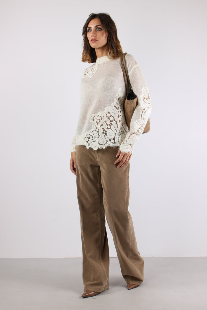 Maglia Inserto Pizzo Burro-5