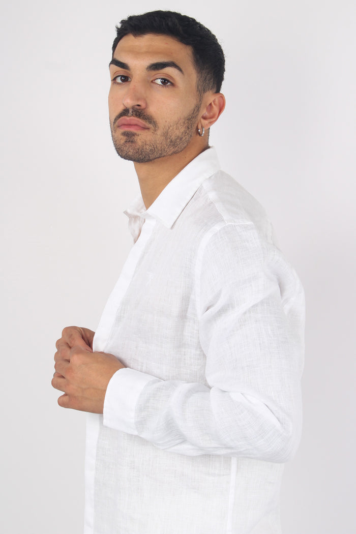 Camicia 100%lino Bianco-5