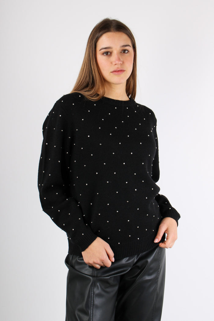 Maglia Inserto Strass Black-6