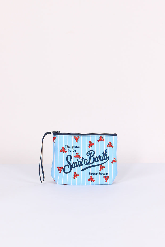 Aline Pochette Righe Azzurro/bianco