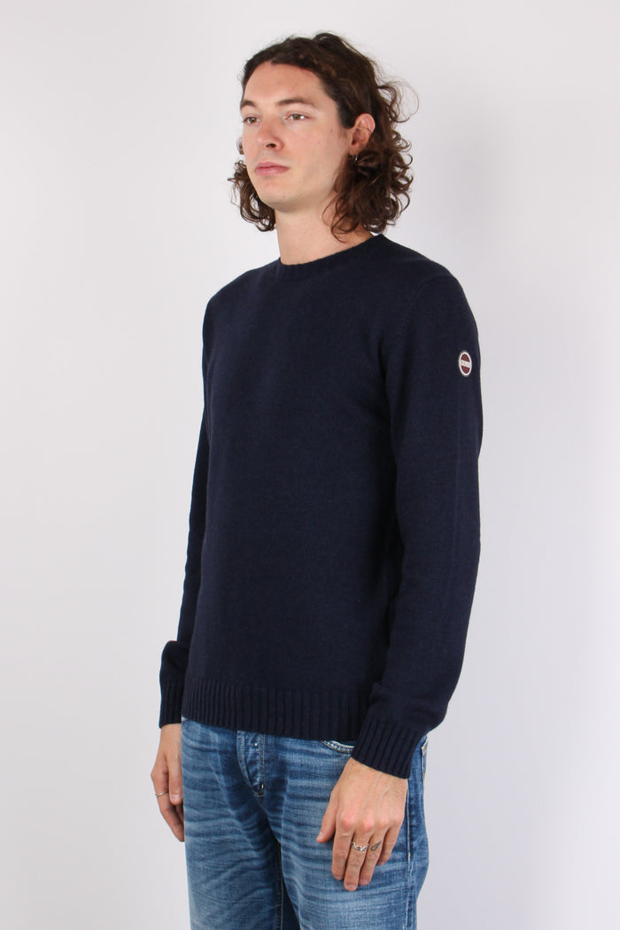 Maglia Girocollo Logo Manica Navy-5