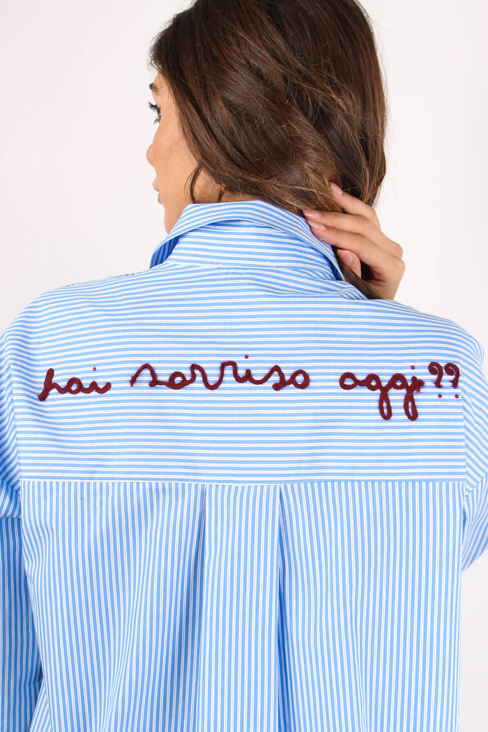 Camicia Riga Ricamo Schiena Bianco/azzurro-8